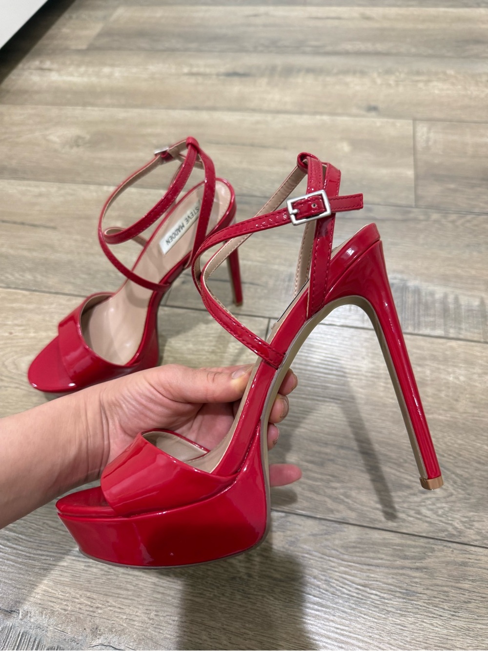 Red Patent Platform High Heel Sandals